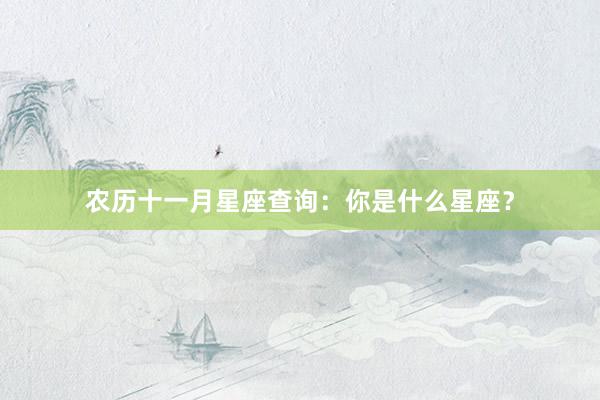 农历十一月星座查询：你是什么星座？